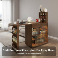 Sofa Partition Table Solid Wood Folding Kitchen Island Extendable Design Retractable Bar Cabinet for Adults, Remote Workers, Living Room, Small Areas