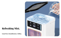 3 Speed Settings Desktop Misting Fan 7-Color LED Light Portable Air Cooler Humidifier Quiet Operation for Office Workers, Bedroom, Dorm Room