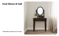 USA-inspired Country Aesthetic Vanity Set with Mirror and Stool Vintage design Dressing Table Space-Saving Design Bedroom Furniture for Apartment Dwellers, Home Decor lovers, Women, Small Spaces