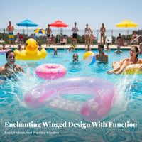 Foldable Inflatable Mesh Pool Buoyant Lounger Ergonomic Headrest Glitter Butterfly Water Lounger Long-Lasting PVC for Adults, Teens, Beach