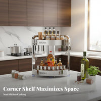 Space-Saving Triangular Countertop Organizer Rust-Proof Multi-Tier Countertop Shelf Long-Lasting Kitchen Organizer Easy to Clean for Home Cooks, Office Workers, Small Apartment, Bathroom, Cupboard, Craft Room