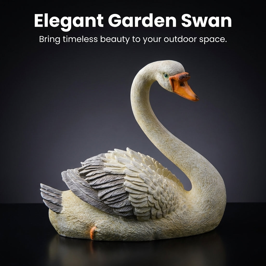 Lifelike Swan Garden Ornament Outdoor, Resin Swan Statue for Courtyard Decoration, Pastoral Art, Pure Handmade Floor Ornament, Wedding Gift