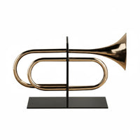 Gold Trumpet Book Stopper Modern Design Trumpet Bookend Creative Shape Metal Bookend for Study Room, Bookcase, Showroom