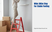 Red Folding Step Ladder, Housewarming, Home Use, Wide Pedal, Heavy Duty, Multi-Height, Easy Storage