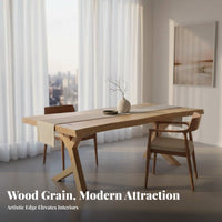 Untreated Edge Dining Table Artistic Design Solid Wood Slab Table Sturdy and Hard-Wearing Home Furniture for Homestay Managers, Families, Cafe