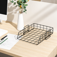 Organizador de escritorio para oficina, bandejas apilables de metal negro, 1 estante, 29,2 x 33 x 7,5 cm