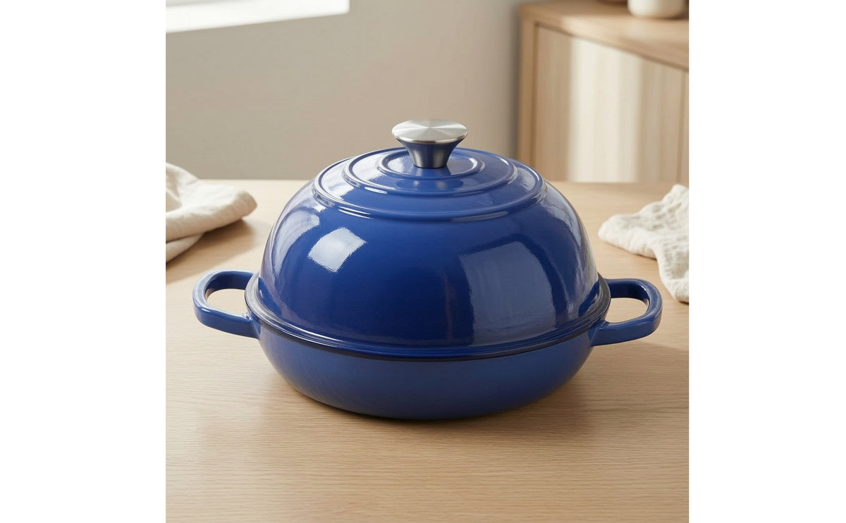 Domed Enamel Bread Pot with Metal Knob Heavy Duty Bread Dutch Oven with Lid Heat-Retaining Enameled Cast Iron Dutch Oven Easy to Clean for Bakers, Home Cooks, Baking, Kitchen