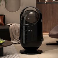 Lidded Capsule Trash Bin Glossy Garbage Bin with Lid Modern Wastebasket Portable for Living Room, Bedroom, Kitchen