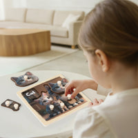 3D Wooden Knob Puzzle Cartoon Wooden Puzzle with Pegs Compact Toy Lightweight for Children, Classroom