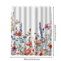 Waterproof Floral Shower Curtain Quick-Drying Floral Print Bath Curtain No Liner Needed Weighted Hem