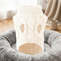 Dog Sweater with Cable Knit Pet Sweater Pattern, Warm Dog Sweater in Synthetic Dog Knitwear, Turtleneck Dog Clothes for Winter