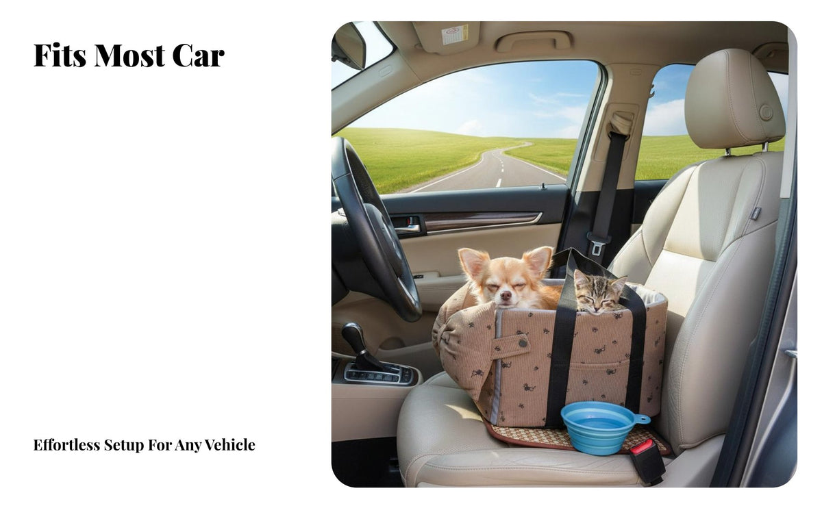Portable Center Console Dog Car Seat Anti-Slip Bottom Dog Car Console Seat Safety Leash Included for Cats, Road Trips