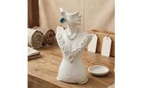 Floral Lace Trim Resin Jewelry Bust Textured Necklace Display Bust Countertop Earring Mannequin Stand Smooth Finish