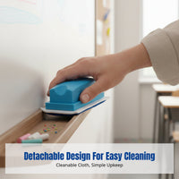 Blackboard Eraser, Whiteboard Eraser, Washable Chalk Eraser, Removable Cloth, Marker Cleaner, Set with Replacement Cloth