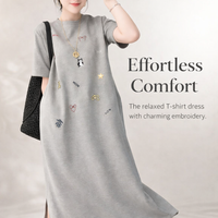 Summer Dresses for Women with Embroidered Detail, Casual Midi Dress for Work and Everyday Wear, Plus Size Available