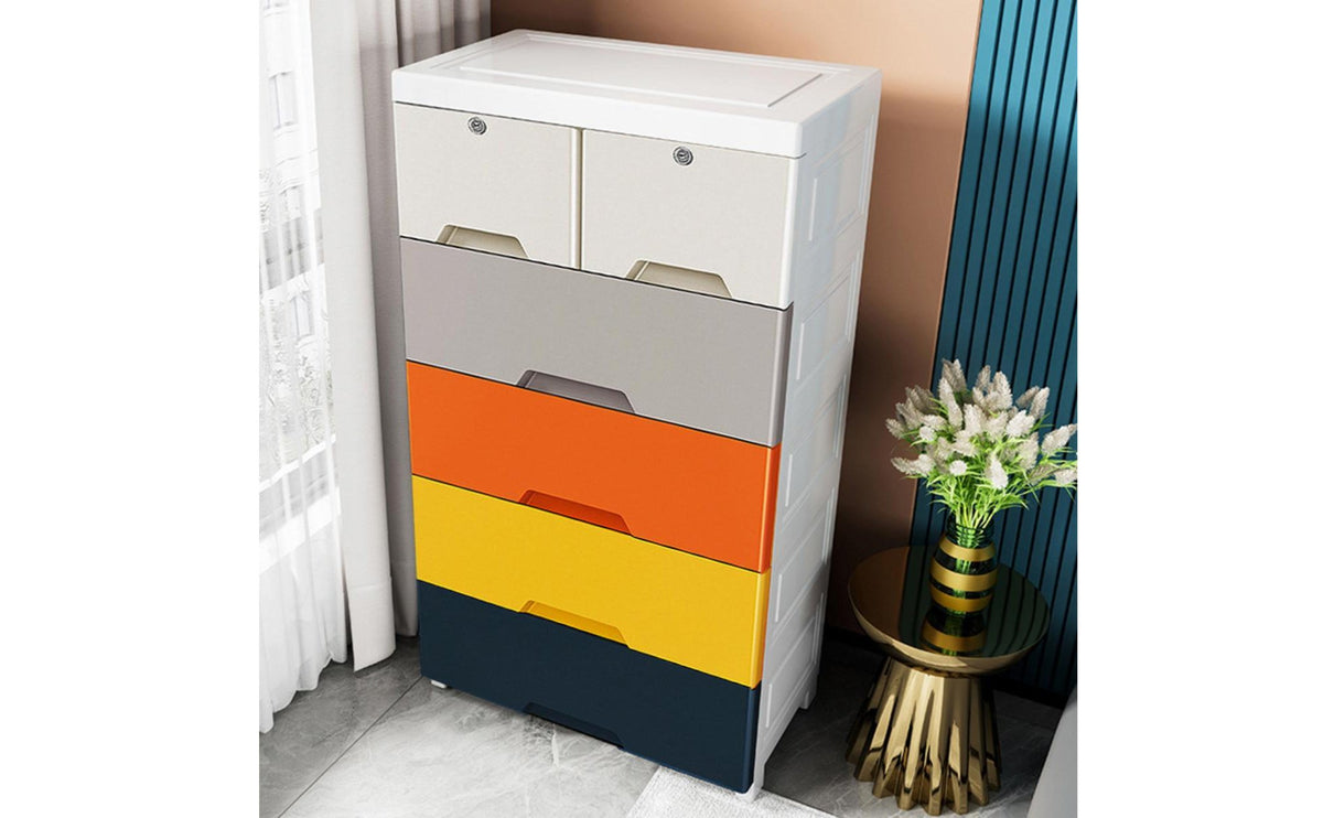 Kids Toy Organizer Stackable Design Plastic Drawer Cabinet Multi-Tier Storage Unit With Wheels Plastic Rolling Cart for Bedroom