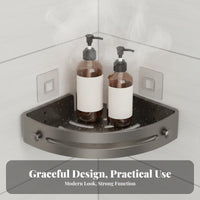 Drillnon-Drill Installation Triangular Corner Holder No Drilling Required 2-Tier Corner Holder Waterproof Bathroom Organizer Rust-Proof for Homeowners, Families, Students, Kitchen, Shower, Restroom, Toilet