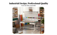 Anti Workbench Built-in Lighting Packing Inspection Table Heavy Duty Workstation with Light and Shelf for Technicians, Hobbyists, Repair Shop