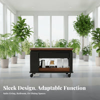 Space-Saving 2-Tier Rolling Tea Trolley Multi-Functional 2-Tier Rolling Cart Rotating Top Side Table Mobile with casters for Apartment Dwellers, Entertainers, Office Workers, Living Room, Bedroom, Kitchen, Balcony