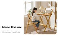 Space Saving Foldable Writing Desk Multi-Purpose Foldable Computer Desk Sturdy & Long-Lasting Cross-Frame Study Table Rounded Corners for Children, Telecommuting Workers, Living Room, Bedroom, Bedside, Small Areas