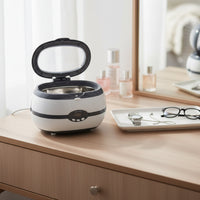 Resonance Cleaning Cleaner with Basket Compact Resonance Cleaning Cleaner with Digital Display Portable for Eyeglass Wearers, Jewelers, Home, Salon