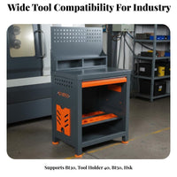 Heavy Duty Machining Center Tool Station 1200kg Load Capacity BT40 Tool Holder Cart Reinforced Steel Construction Workshop Equipment 3.0mm Thickened Panel for Machinists, Factory Workers, Warehouse, Garage