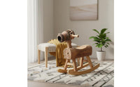 Horse Rocking Stool Angled Legs Wooden Rocking Horse Stool Rustic Texture Wooden Ride Plaything for Children