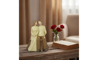 Couple Figurine Rustic Figurine on Tree Stump Statue Small Ornament Cozy for Couples, Anniversary, Wedding
