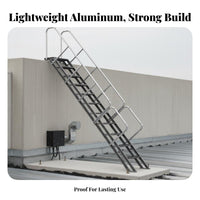 Aluminum Inclined Ladder Anti-Slip Steps Industrial Hole Inspection Ladder 300kg Load Capacity for Maintenance Factories, Warehouses, Basements