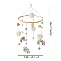 Nordic Aesthetic Rainbow Crib Mobile Soft Soft-Textured Balls Wooden Hoop Mobile Handmade Wood Bead Crib Hanger Gender Neutral for Babies, Newborns