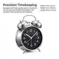Battery Operated Sweep Second Clock, Loud Alarm Clock for Students, Modern Minimalist Alarm Clock, Loud Metal Alarm Clock for Heavy Sleepers