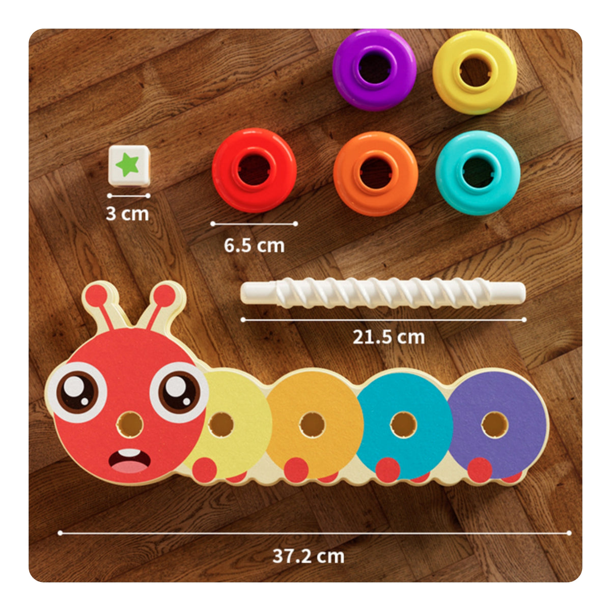 Child-Centered Caterpillar Stacking Toy Early Learning Stacking Toy with Spiral Posts Fine-Motor Colorful for Tabletop Activity