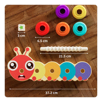 Child-Centered Caterpillar Stacking Toy Early Learning Stacking Toy with Spiral Posts Fine-Motor Colorful for Tabletop Activity