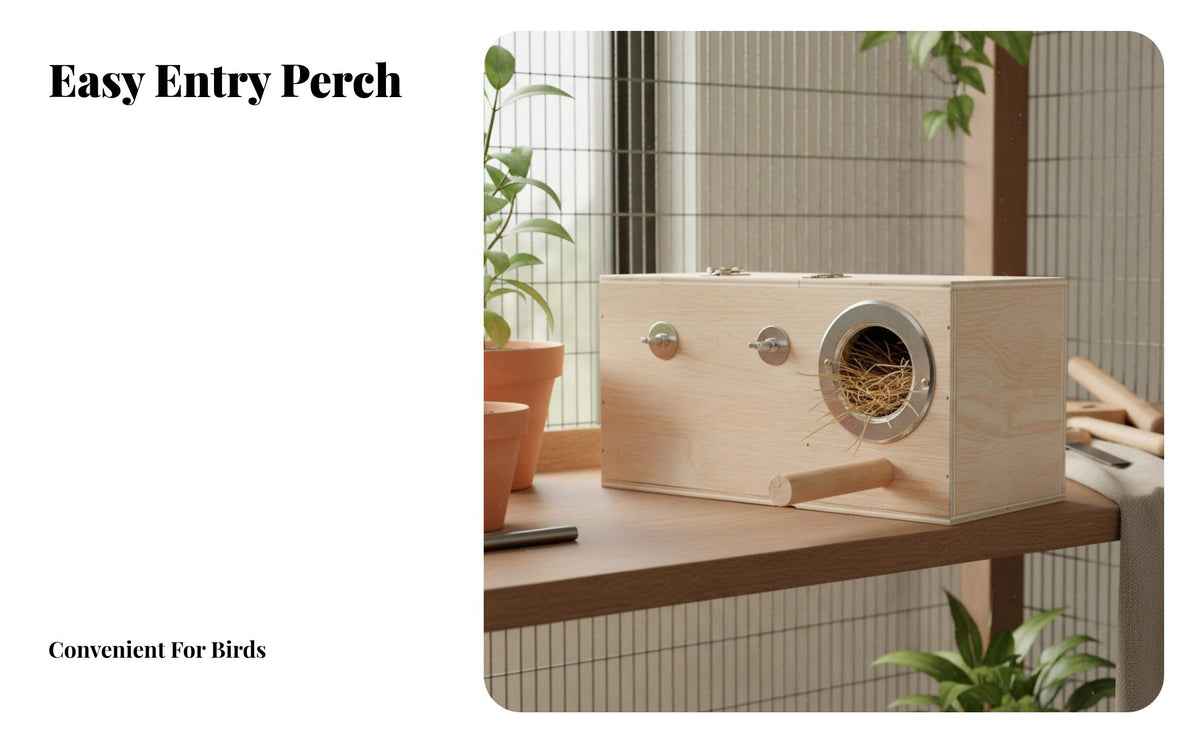 Sturdy and Long-Lasting Wooden Bird Breeding Box Easy to Clean Parrot Breeding Box Breathable Design Lovebird Nesting House Anti-Peck Guard for Cockatiel Owners, Aviaries, Aviary, Indoors, Backyard