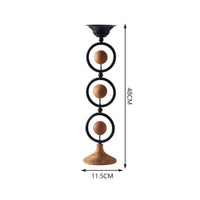 Candle Holder with Wood Base Decorative Metal Candle Holder Artisanal Rustic Candlestick for Entryway Table