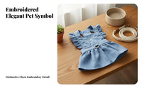Ruffled Straps Denim Dog Dress with Leash Lightweight Material Denim Dog Dress Breathable for Young Dogs, Cats, Walking, Outdoor