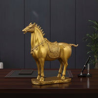 Horse Figurine with Saddle Carved Brass Horse Statue Collectible Ornament for Desk
