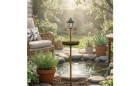 Garden Stake Bird Bath Outdoor Bird Bath with Lantern Decorative for Gardeners, Flower Beds, Backyard, Patio