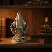 Specters Statue with Skeletal Base Halloween Specters Statue Tabletop Sculpture for Bookshelf, Office Desk