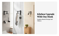 No-Drill Wall-Mounted Kitchen Hook Rack Drilling Drill-Free Installation Rotating Utensil Holder Swivel 8-Hook Wall Rack Metal