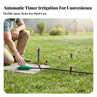 Micro Irrigation Kit with Timer 360° Adjustable Nozzles Automatic Garden Watering System Waterproof Automatic Watering Set for Greenhouse, Patio, Lawn