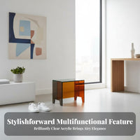 Transparent Color Block Acrylic Bench Minimalist Design Low Stool Elegant Appearance Vanity Seat Multi-Purpose for Children, Adults, Homeowners, Entryway, Living Room, Dressing Area, Bathroom