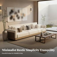 Straightstraight-spine Settee New Chinese design Sofa Wabi-Sabi Aesthetic Living Room Furniture for Interior Designers, Homeowners, Reception Area, Hotel, Lobby