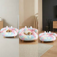 Cat Sofa Color-Blended Pet Sofa Fantasy Creature Raised Pet Bed with Wooden Legs for Cats, Small Dogs, Indoor, Living Room, Bedroom