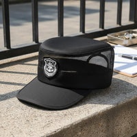 Breathable Security Guard Hat Adjustable Mesh Cap Lightweight Flat Top Patrol Cap for Property Managers, Summer, Outdoor Work