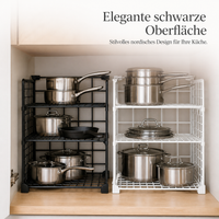 Under-Sink Pot and Pan Organizer Rack for Kitchen Cabinet Storage
