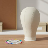 Included 40 Pins Pinnable Hairpiece Styling Head Multi-Purpose Canvas Block Head Multiple Sizes Available Hairpiece Making Mannequin for Hairstylists, Cosmetology Students, Salon, Home, Classroom