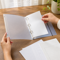 B5 26-Hole PP Frosted Transparent Binder with Strap for Loose Leaf Refills