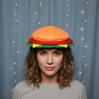 Creative Prop Hamburger Hat Funny Design Cartoon Quick-Service Cuisine Headpiece for Party