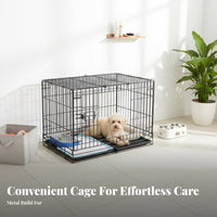 Foldable Design Folding Dog Crate Leak-Proof Tray Folding Metal Dog Crate Easy to Clean Wire Pet Kennel Space Saving for Young Dogs, Cats, Training